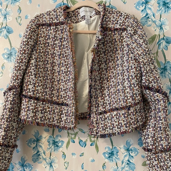 Carolina Belle Jackets & Blazers - Carolina Belle pink tweed fringe hem jacket